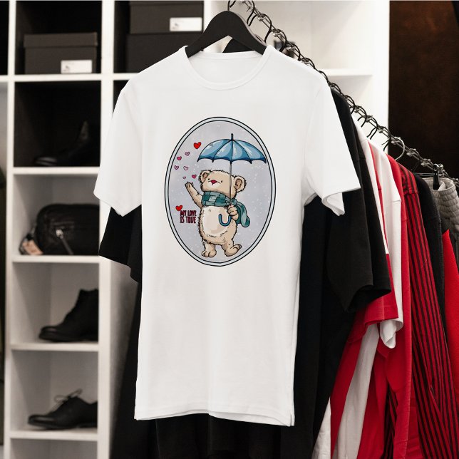 Camiseta Meu Amor É Verdade, Urso De Inverno Com Guarda-Chu (Criador carregado)