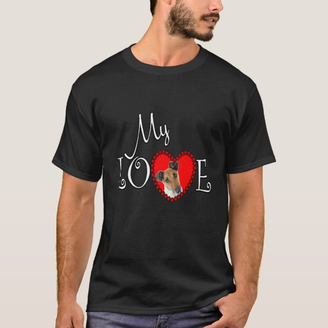 Camiseta Meu Amor Fox Terrier (Suave) (Frente)
