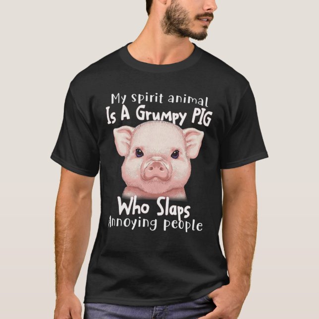 Camiseta Meu Animal Espírito É Um Porco Engraçado (Frente)