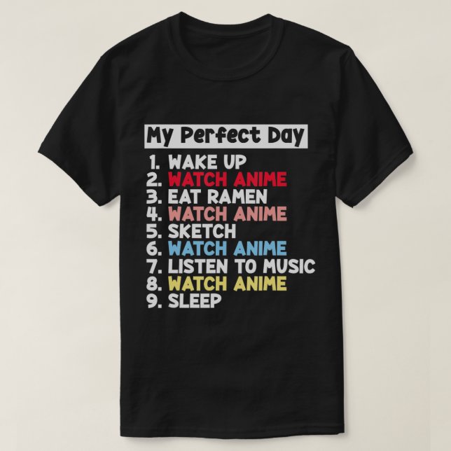 Camiseta Meu Anime De Dia Perfeito Merch Cute Para Adolesce (Frente do Design)