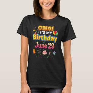 Camiseta Meu aniversário é 29 de junho Vintage 29 Happy Ki