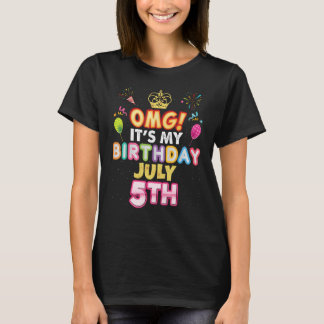 Camiseta Meu aniversário é 5 de julho Vintage 5 Happy Kid