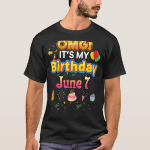 Camiseta Meu aniversário é 7 de junho Vintage 7 Happy Kid