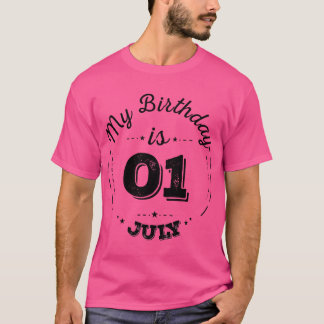 Camiseta Meu aniversário é T-Shirt 01 de julho