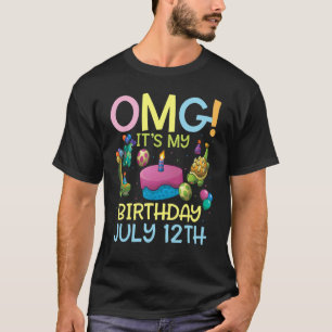 Camiseta Meu aniversário em 12 de julho...