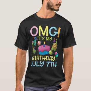 Camiseta Meu aniversário em 7 de julho Feliz por mim