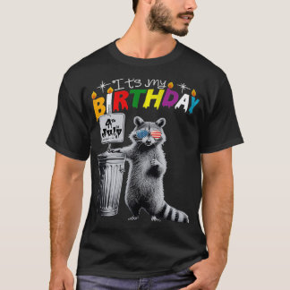 Camiseta Meu aniversário, Engraçado Raccoon 4 de julho