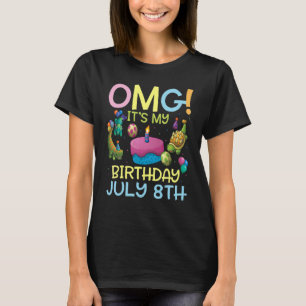 Camiseta Meu aniversário no dia 8 de julho, feliz por mim