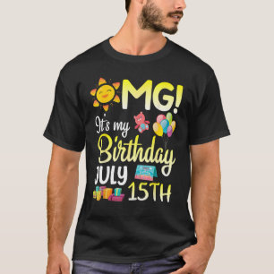 Camiseta Meu aniversário no dia de julho 15 Feliz Pai Mãe