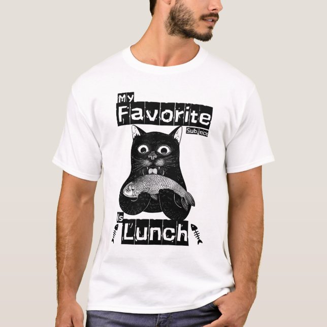 Camiseta Meu Assunto Favorito É Um Gato Engraçado De Almoço (Frente)