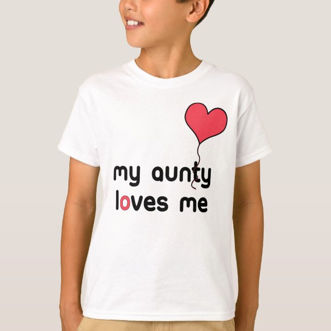 Camiseta Meu Aunty ama-me balão vermelho do coração (Frente)