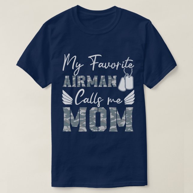 Camiseta Meu Avião Favorito Me Chama Mãe Soldado da Força A (Frente do Design)