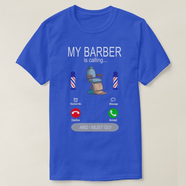 Camiseta Meu barbeiro está chamando barba de barba e cabele (Frente do Design)