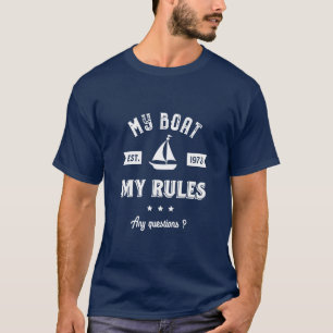 Camiseta Meu Barco Minhas Regras Engraçada Navegação e Pesc