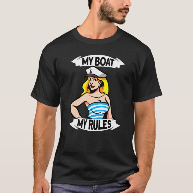 Camiseta Meu Barco Minhas Regras Para Proprietários De Barc (Frente)