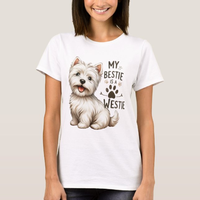 CAMISETA MEU BESTIE É O MEU WESTIT HIGHLAND BRANCO (Frente)