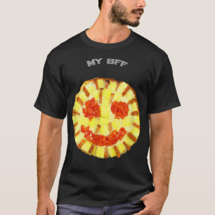 Camiseta MEU BFF Sorrindo Pizza Engraçada Humor Comida