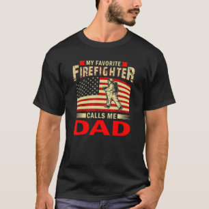 Camiseta Meu Bombeiro Favorito Me Chama Pai Bandeira Usa