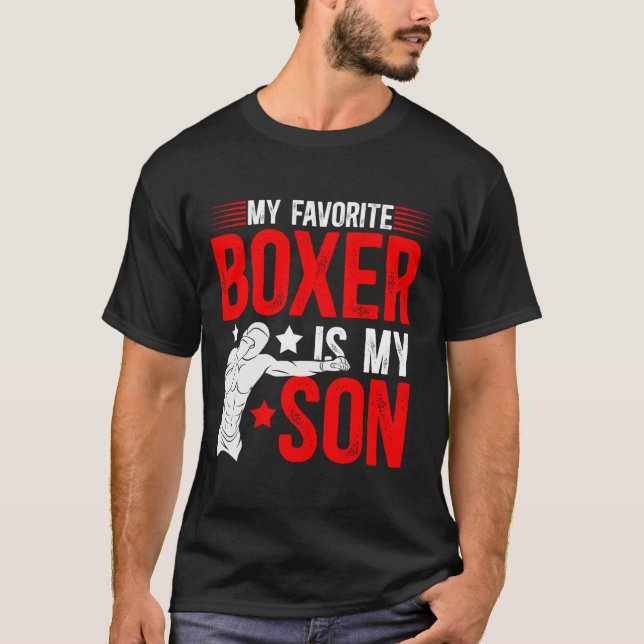 Camiseta Meu Boxer Favorito É Meu Filho Boxando Pai Fath (Frente)