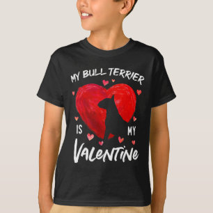 Camiseta Meu Bull Terrier é meu valentim Corações Bull Terr