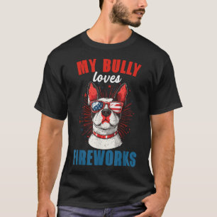 Camiseta Meu Bully ama Fireworks No Dia 4 De Julho Um Cão P