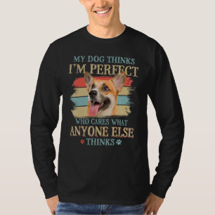 Camiseta Meu cachorro acha que sou perfeito Corgi estilo re