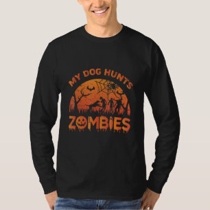 Camiseta Meu Cachorro Caça Zumbis Dono de Cachorro Sazonal