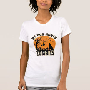 Camiseta Meu Cachorro Caça Zumbis Vintage Design de Cachorr