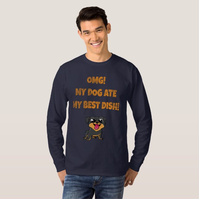 Camiseta meu cachorro comeu meu melhor slogan de prato (Frente Completa)