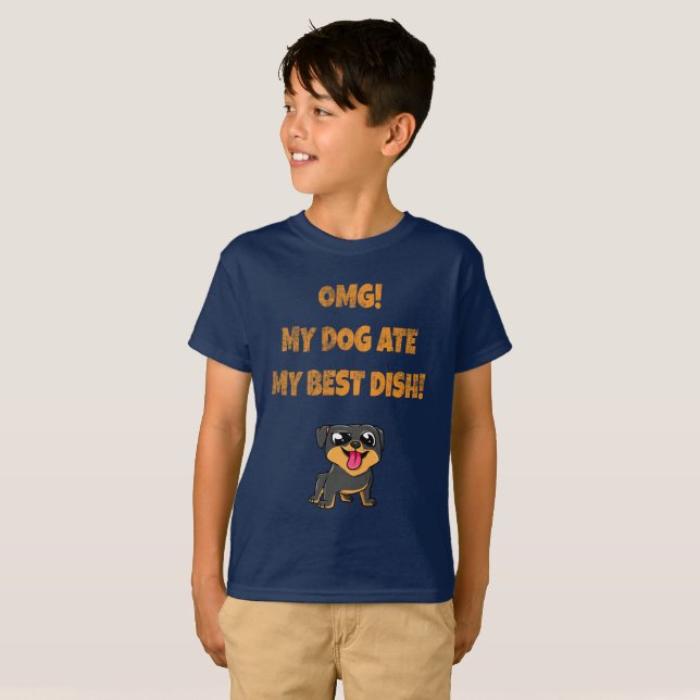 Camiseta meu cachorro comeu meu melhor slogan de prato (Frente Completa)