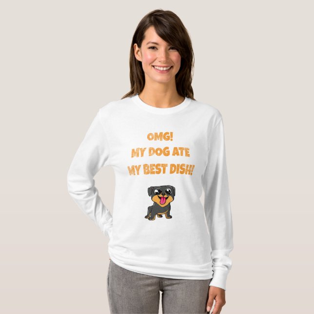 Camiseta meu cachorro comeu meu melhor slogan de prato (Frente Completa)