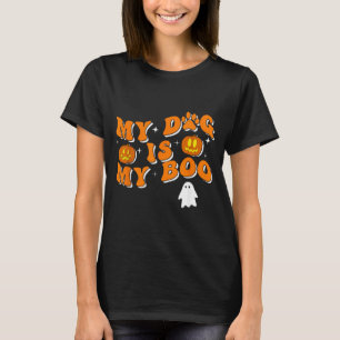 Camiseta Meu Cachorro É Meu Boo Groovy Cachorro Fantasma Di