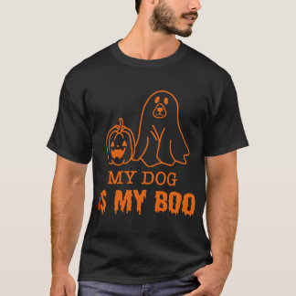 Camiseta Meu Cachorro É Meu Boo Halloween Para Amante de Ca