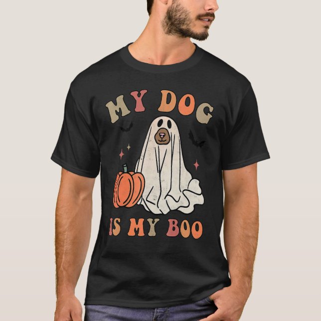 Camiseta Meu Cachorro É Minha Época Spooky Ghost Halloween  (Frente)