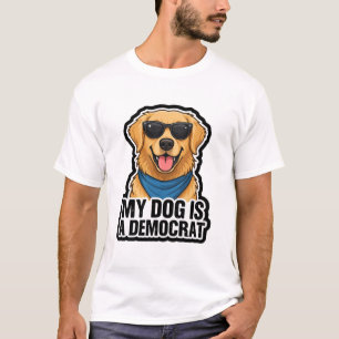 Camiseta Meu Cachorro É Um Democrata Golden Retriever Óculo