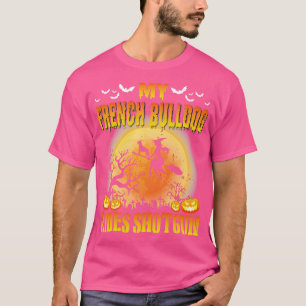Camiseta Meu Cachorro Francês Dirige Feliz Halloween D