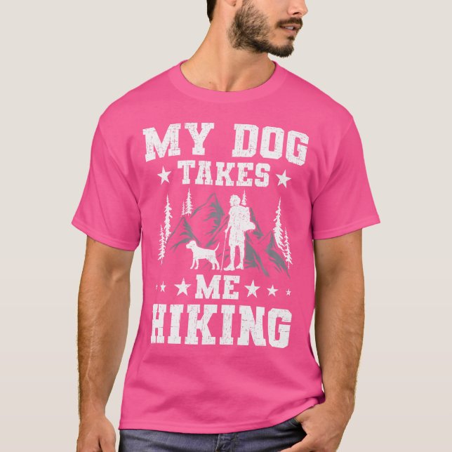 Camiseta Meu Cachorro Leva-Me A Caminhar De Volta Acampando (Frente)