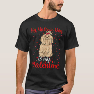 Camiseta Meu Cachorro Maltês É Meu Namorados Corações Adora