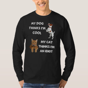 Camiseta Meu Cachorro pensa que estou Legal meu gato pensa