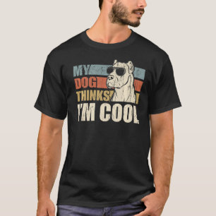 Camiseta Meu Cachorro pensa que sou Legal Dogo Argentino Re