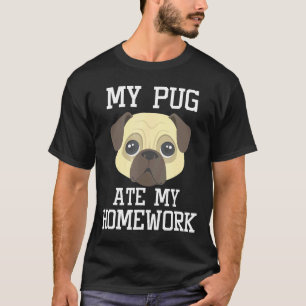 Camiseta Meu cachorro Pug comeu meu dever de casa Pug de vo