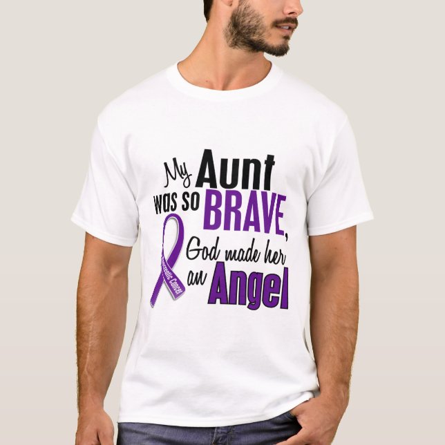 Camiseta Meu câncer de pâncreas da tia Ser Um Anjo (Frente)