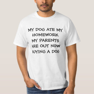 CAMISETA MEU CÃO COMEU MEUS TRABALHOS DE CASA