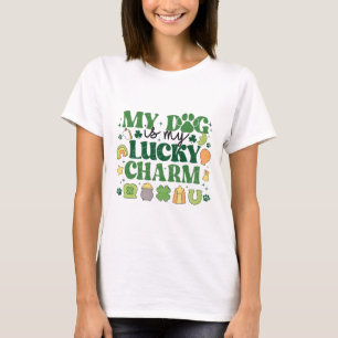 Camiseta Meu Cão É Meu Amuleto da Sorte Trevo Dia de São Pa