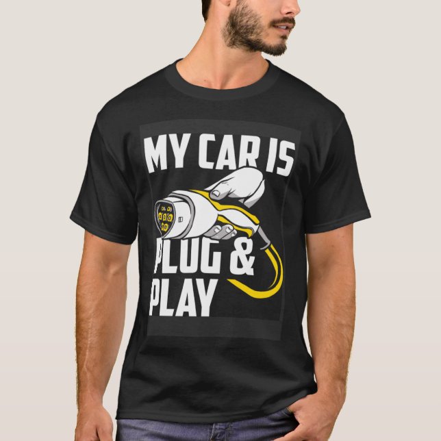 Camiseta Meu Carro É Plugado E Joga Carro Elétrico (Frente)