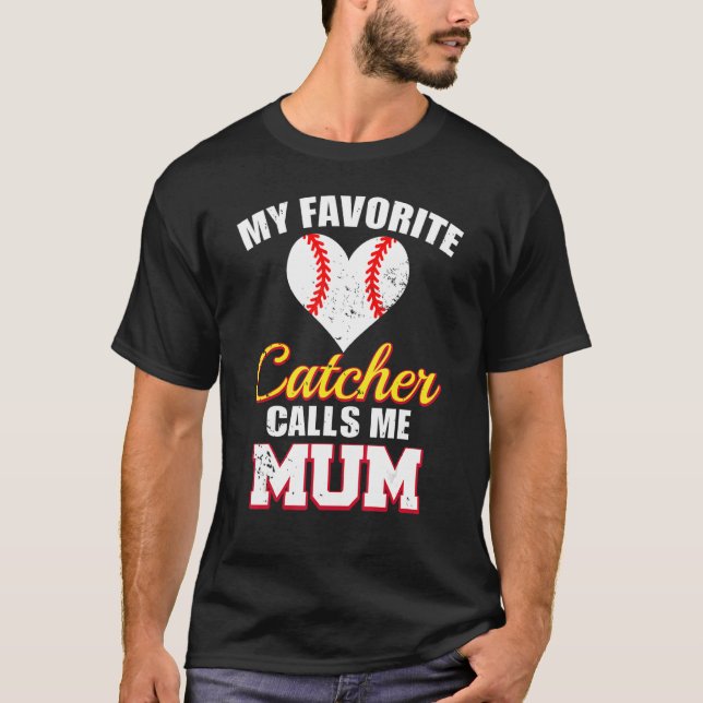 Camiseta Meu Catcher Favorito Me Chama De Basebol Capturado (Frente)
