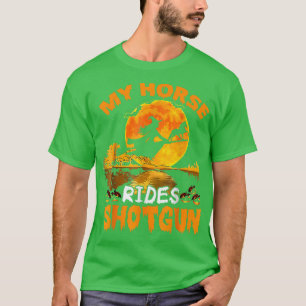 Camiseta Meu Cavalo Corre Um Tiro De Bruxa Voando Bat Hallo