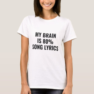 Camiseta Meu Cérebro É 80% De Letras De Música