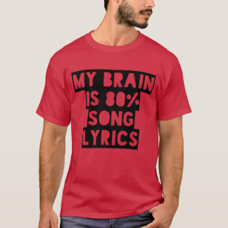 Camiseta Meu Cérebro É 80 Letras de Música engraçado