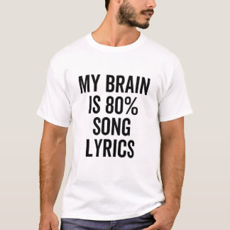 Camiseta Meu Cérebro é 80% Letras de Músicas